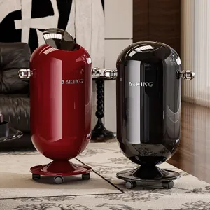 Modern mobile trash can with universal wheels, luxury style high leg garbage bin for home use.