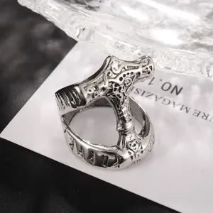 Mens Vintage Viking Thor Hammer Ring Alloy Norse Runic Band Gothic Jewelry Gifts New