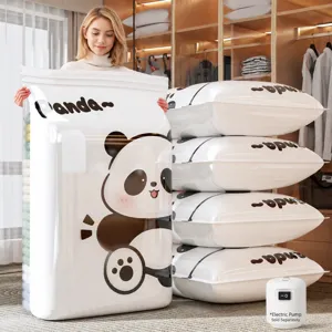 Bolsas de Almacenamiento al Vacío para Hogar Patrón de Panda Gruesas con Bomba