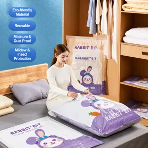 Vacuum Compression Bags For Blankets Quilts Clothes Storage Bags PA PE Material Cartoon Print Space Saver Bags