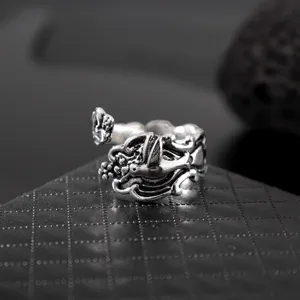 Anello colibri vintage stile cucchiaio da donna, gioielli in argento antico gotico.