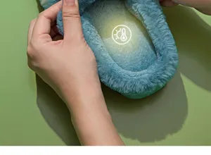 Cozy plush winter slippers detail showing soft warm fuzzy interior for indoor home wear.