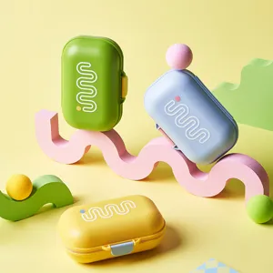 Portable cute plastic storage box set, colorful compact organizer case for daily use.