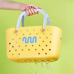 Panier de douche portable en plastique creux sac de rangement de plage avec poignees etudiant