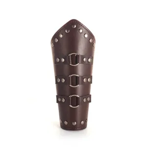 Bracciale in pelle punk medievale uomo polsino largo protezione braccio vintage marrone