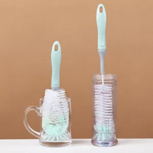Long Handle Cup Brush Bottle Cleaner Cleaning Tool Plastic Handle Nylon Bristles For Glass Water Bottle Teacup Kitchen