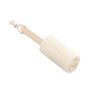 Brosse en luffa avec manche en bois naturel pour vaisselle de cuisine et nettoyage corporel