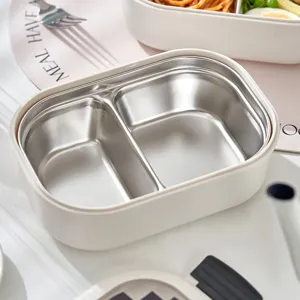 Port pranzo in acciaio inossidabile con scomparti, contenitore bento portatile per scuola.