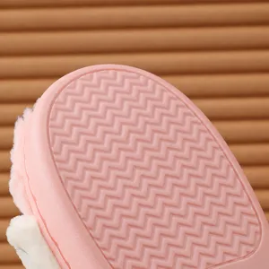 Chaussons d'hiver roses en peluche avec semelle épaisse antidérapante pour maison chaude