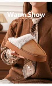 Gevoerde pluche winter huisschoenen voor dames en heren, warme dikke pantoffels voor thuis.