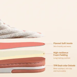 Pantoufles en coton pelucheux d'hiver confortables avec semelle multicouche pour la maison.