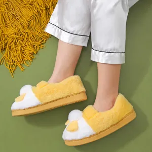 Pantoufles en peluche moelleuses pour femmes et hommes, chaussures d'interieur chaudes.