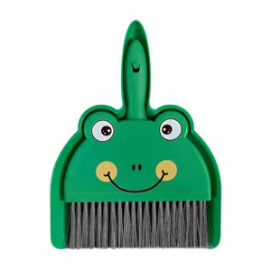 Mini desktop broom and dustpan set cute cartoon frog cleaning tool for office home desk