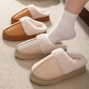 Herfst winter dikke pluche huisschoenen warm antislip gezellige indoor pantoffels voor thuis