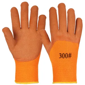 Gants de Travail d'Hiver Revêtus de Latex Doublés Polaire Tricot Antidérapants Résistants à l'Usure pour Construction