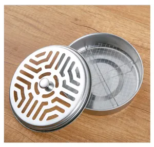 Support de spirale anti-moustique en acier inoxydable avec couvercle, cendrier.