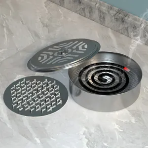 Porta Zampirone in Acciaio Inossidabile Vassoio Cenere Ignifugo Bruciatore di Incenso in Metallo Portatile Con Coperchio Design Traforato Casa