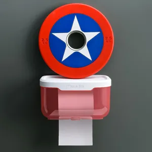 Caja de pañuelos de pared para baño, soporte de papel higiénico con diseño de escudo creativo.