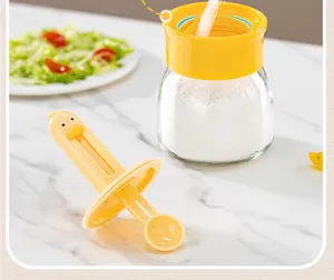 Pot à épices télescopique avec couvercle cuillère canard, bocal en verre pour cuisine.