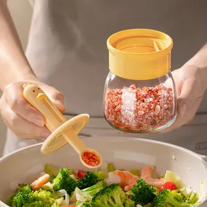 Pot à assaisonnement rétractable avec cuillère intégrée, récipient à épices en verre pour cuisine.