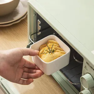 White ceramic square bowl for snacks, desserts, dipping sauces, and daily kitchen baking use.