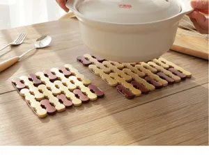 Wooden folding trivet heat resistant pad for hot pots bowls kitchen dining table protector