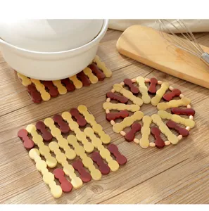 Wooden heat insulation mat pot holder kitchen trivet wooden coaster anti-scald table mat