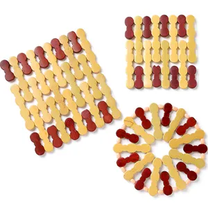 Wooden foldable hot pad heat insulation mat trivet for kitchen dining table bowl plate protection