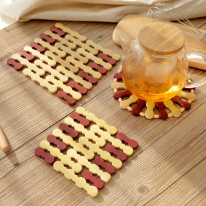 Wooden Heat Insulation Pad Coaster Pot Mat Anti-Scald Table Mat for Kitchen Dining