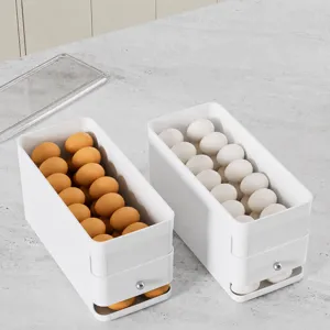 Plastic rolling egg storage box for refrigerator kitchen organization double layer egg holder
