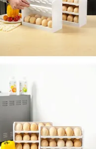 Multi-layer plastic egg storage box for refrigerator kitchen organization, fresh-keeping tray.