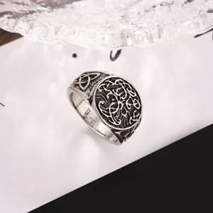 Anillo Vintage Árbol de la Vida Celta para Hombre Retro Geométrico Aleación de Zinc Anillo de Dedo Joyería de Moda de Fiesta para Hombres