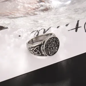 Anillo de Hombre Árbol de la Vida Celta Vikingo Vintage Plateado Joyería Detalle
