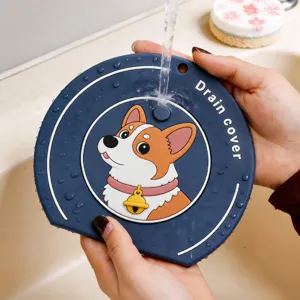 Couvercle de vidange en silicone pour chien, anti-odeur attrape-cheveux tapis de sol Corgi.