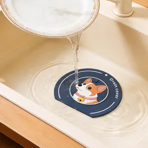 Tapis de sol en silicone pour bonde d evacuation anti odeur motif corgi accessoire cuisine