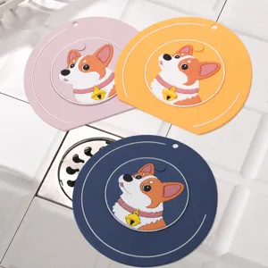 Joli couvercle de drain de sol en silicone Corgi, tapis de filtre anti-odeur et anti-obstruction.