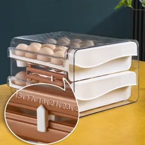 Double layer drawer egg storage box transparent refrigerator egg holder kitchen organizer container