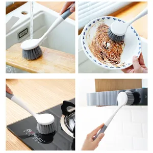 Long handle pot cleaning brush for kitchen dishwashing and daily household stain removal tool