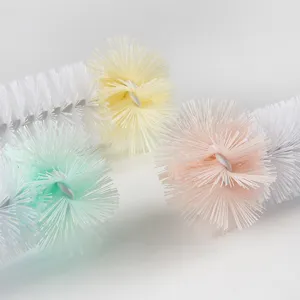 Long handle cleaning brush set for bottles cups glassware colorful bristles multi pack