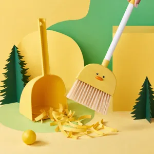 Ensemble Balai et Pelle Enfant Mignon Canard Jaune Jouet de Nettoyage Mini Balai
