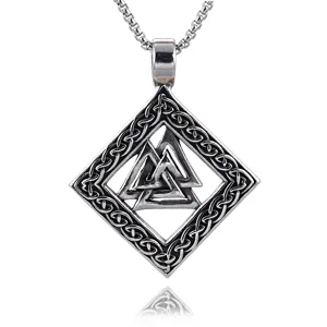 Collar con Colgante de Triángulo Valknut Vikingo Nórdico Retro Nudo Celta Joyería Hombre