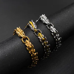 Punk retro dragon head bracelet men hip hop metal chain jewelry detail showcase photo