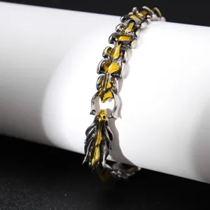 Retro Punk Dragon Bone Bracelet Men Hip Hop Silver Gold Metal Statement Jewelry Gift