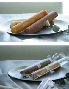 Japanese long financier transparent packaging bag for baking delicious desserts and cookies.