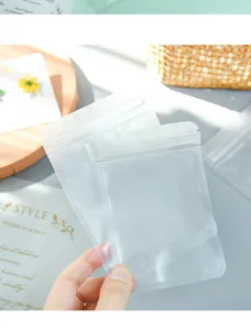 Matte frosted translucent ziplock bag detail, close-up view of packaging storage pouch.