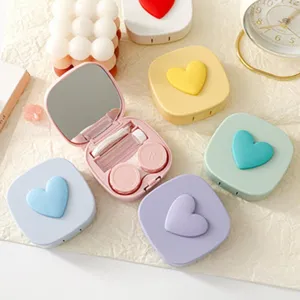 Custodia per lenti a contatto cuore macaron portatile mini scatola di conservazione viaggio