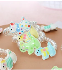 Niedliche Cartoon Hund Telefonkabel Haargummis süße Harzwelpen Haarschmuck Accessoires