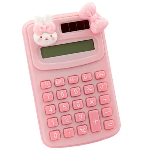 Calculadora Linda Conejo Lazo Mini Portátil Pantalla de 8 Dígitos Calculadora Electrónica para Estudiantes Oficina Papelería