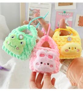 Niedliche Plüsch Strick Münztasche mit Tierdesign, tragbarer Griff für kleine Dinge.