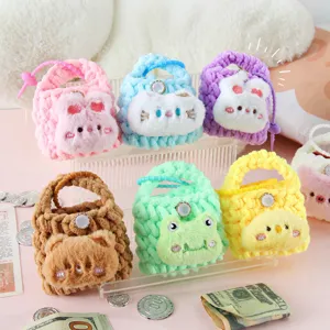 Süße Cartoon Strick Plüsch Münzbörse, tragbare Mini Tasche für Kopfhörer und Accessoires.